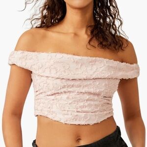 NWT FREE PEOPLE
Castille Off The Shoulder Crop Top In Rose Smoke Size Medium